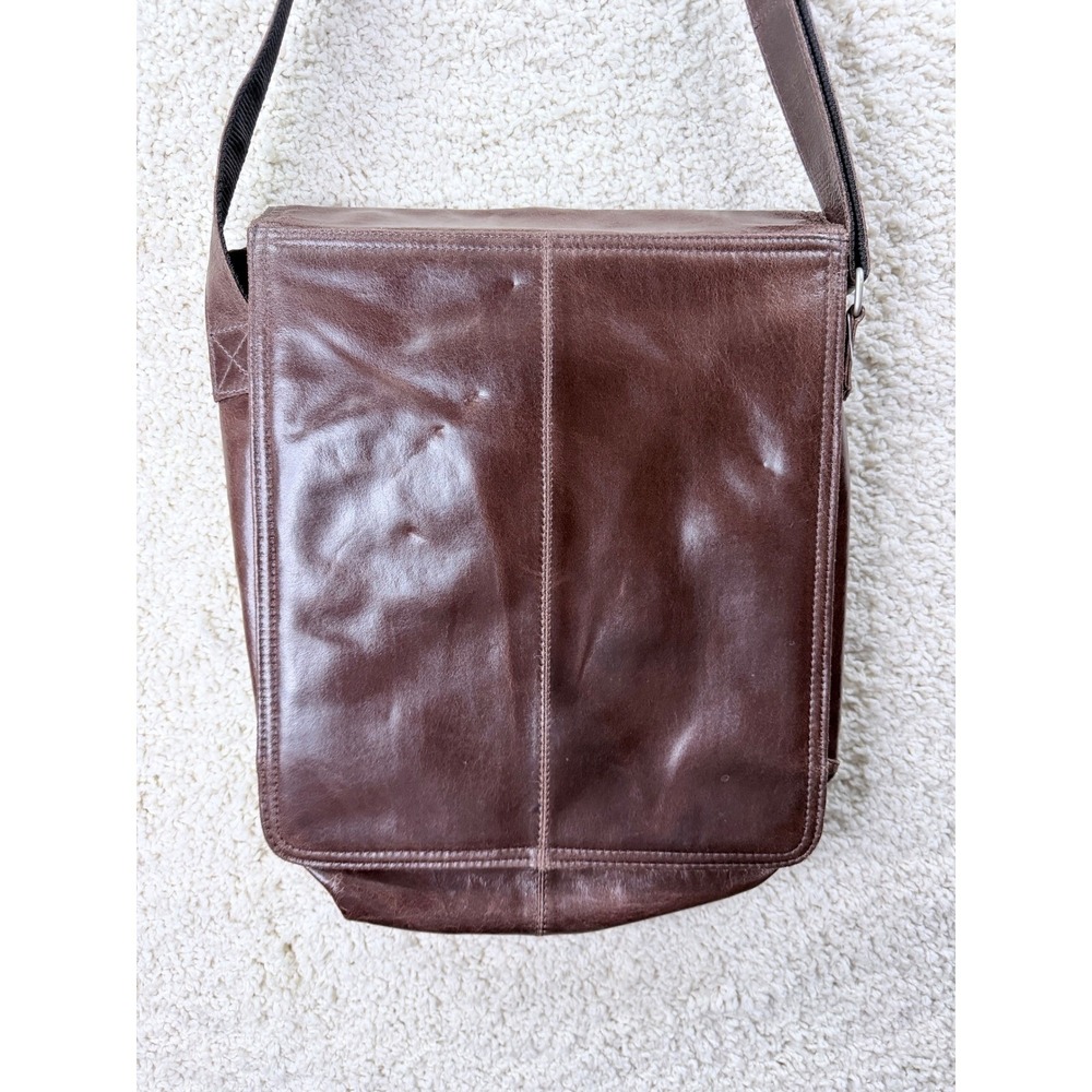 Wilsons Leather Messenger Bag Mens OS Brown Crossbody Laptop Work Bag - Picture 8 of 14